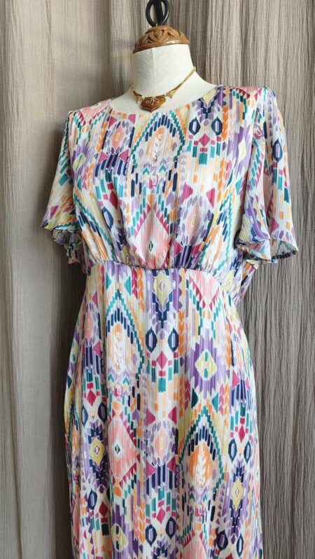 Robe fluide multicolore à motifs graphiques – Taille 40 – Neuve avec étiquette