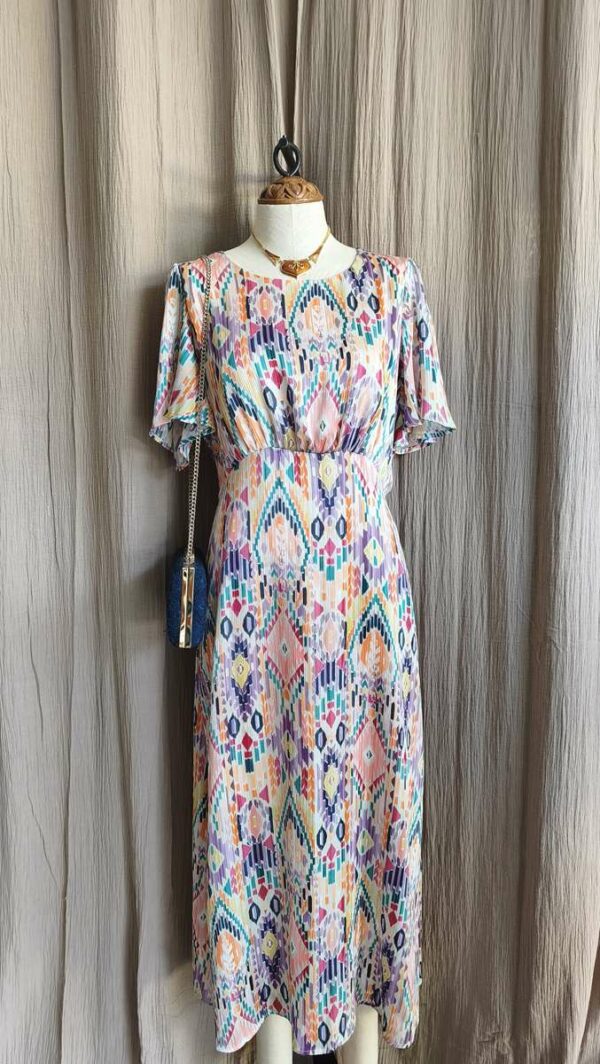 Robe fluide multicolore à motifs graphiques – Taille 40 – Neuve avec étiquette
