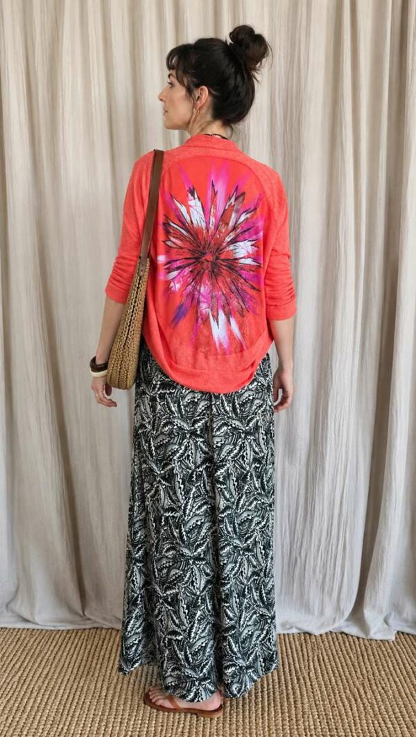 Gilet voile dos imprimé corail By Dépêche Mode – Taille 38