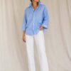 Chemise Collerette Vichy Bleu Ciel – Taille 36 à 42 – Collection Les Héritières