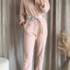 Combinaison Upcyclée « Les Héritières » – Rose Poudré – Taille 40