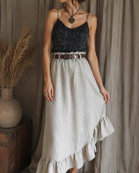 Jupe asymétrique en lin Rose & Marie – Taille 36 à 40