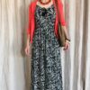 Robe longue Promod imprimé feuillage noir et beige – Taille 38/40