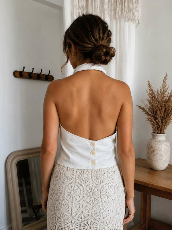 Top torsadé en drap ancien – Blanc