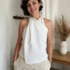 Top torsadé en drap ancien – Blanc