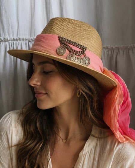 Chapeau upcyclé Sunset Rose & Marie – Soie Jean-Louis Scherrer – Taille L 56/58