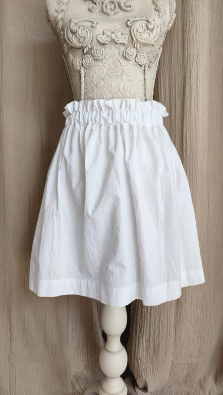 Jupe courte en coton ancien blanc upcyclée Rose & Marie – Taille M/L