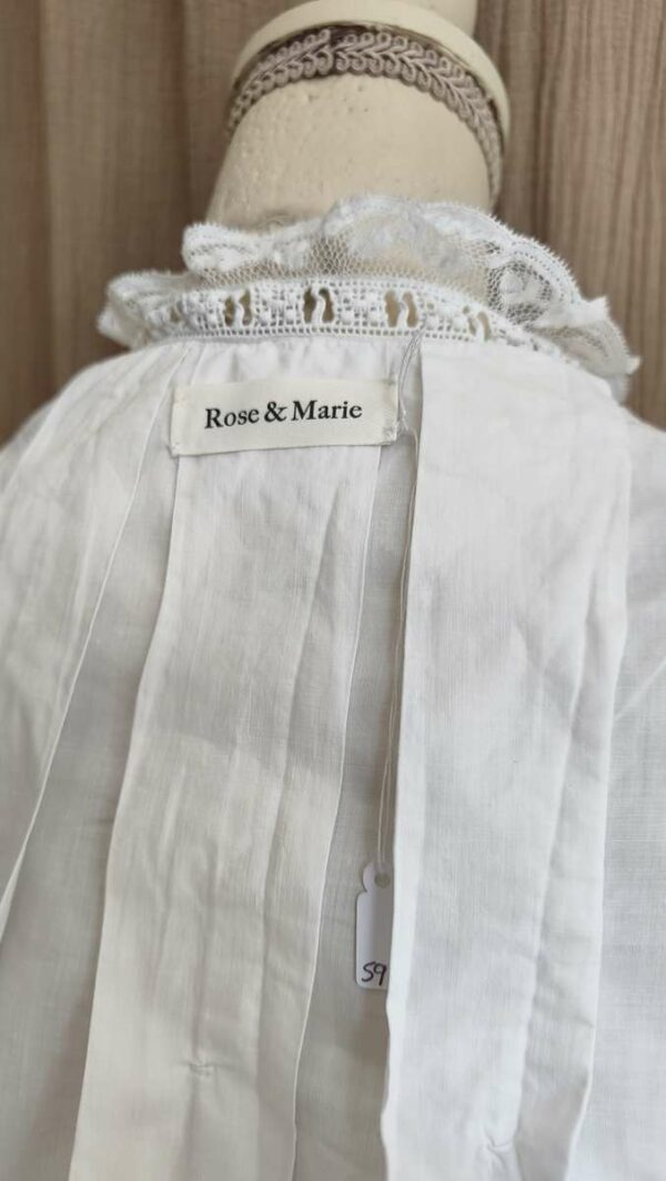 Blouse courte antique en coton blanc upcyclée Rose & Marie – Taille M/L