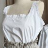 Top en coton ancien blanc upcyclé Rose & Marie – Taille S/M