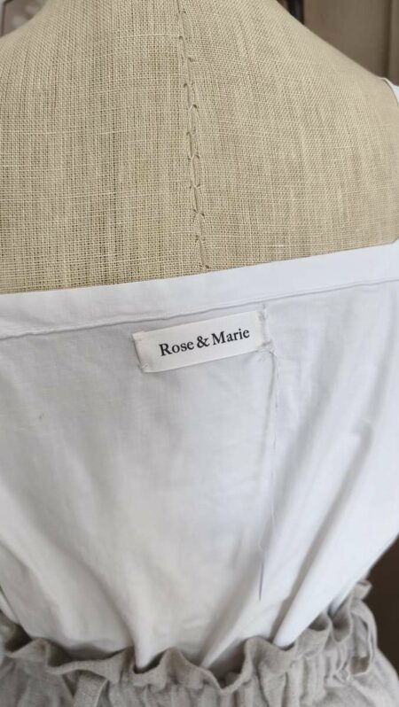 Top en coton ancien blanc upcyclé Rose & Marie – Taille S/M
