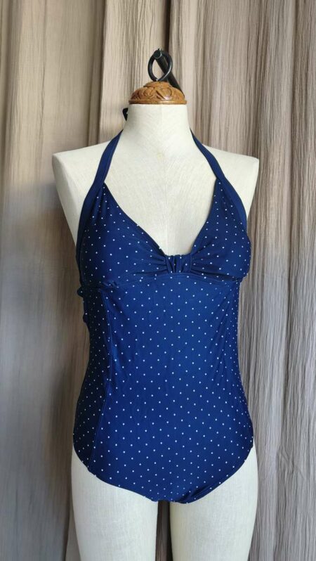 Maillot de bain une pièce bleu marine à pois – Taille 38/40