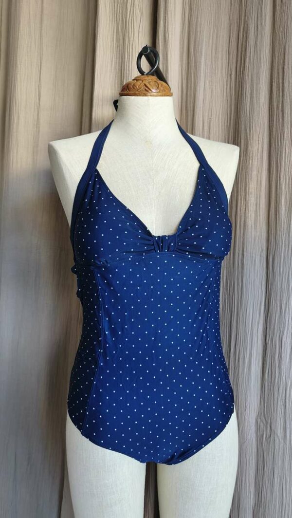 Maillot de bain une pièce bleu marine à pois – Taille 38/40