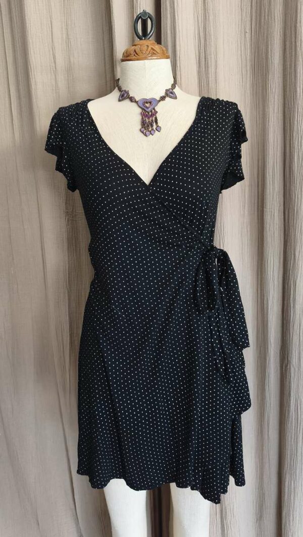 Robe portefeuille Naf Naf à pois noire – T38 – Vintage Y2K