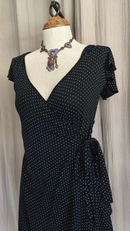Robe portefeuille Naf Naf à pois noire – T38 – Vintage Y2K
