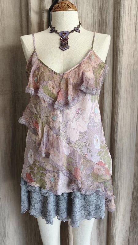 Top en soie René Derhy fleuri – T38/M – Vintage Y2K