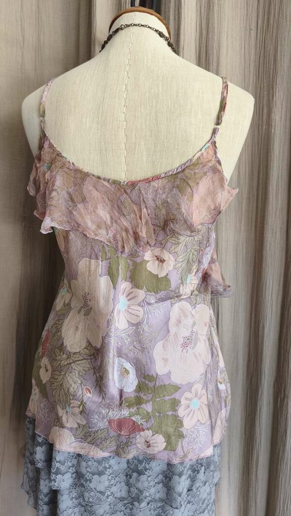 Top en soie René Derhy fleuri – T38/M – Vintage Y2K