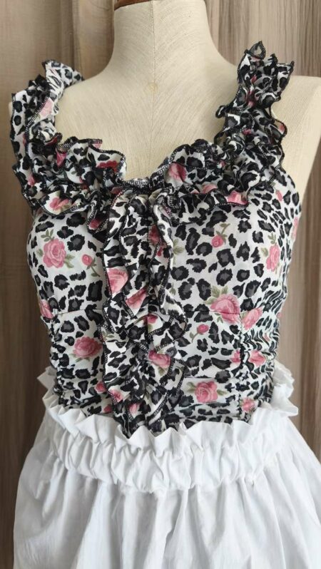 Top Georgia léopard fleuri – T38 – Vintage Y2K
