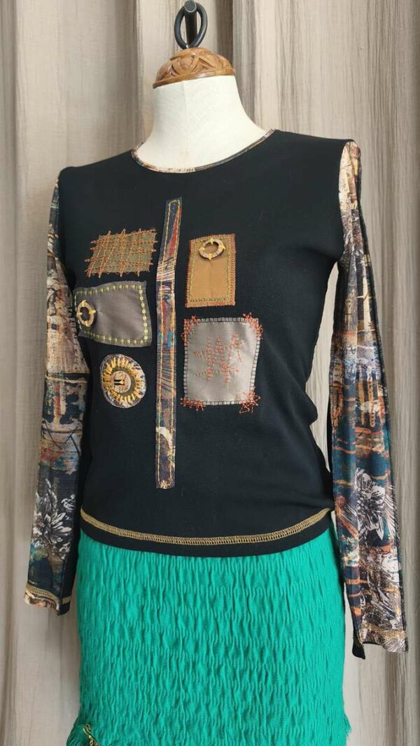 Top vintage Pause Café Y2K noir imprimé – Taille 38 Description