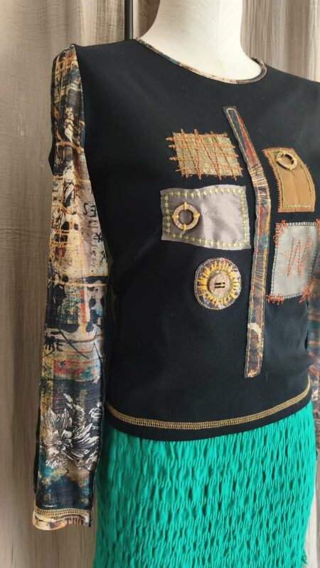 Top vintage Pause Café Y2K noir imprimé – Taille 38