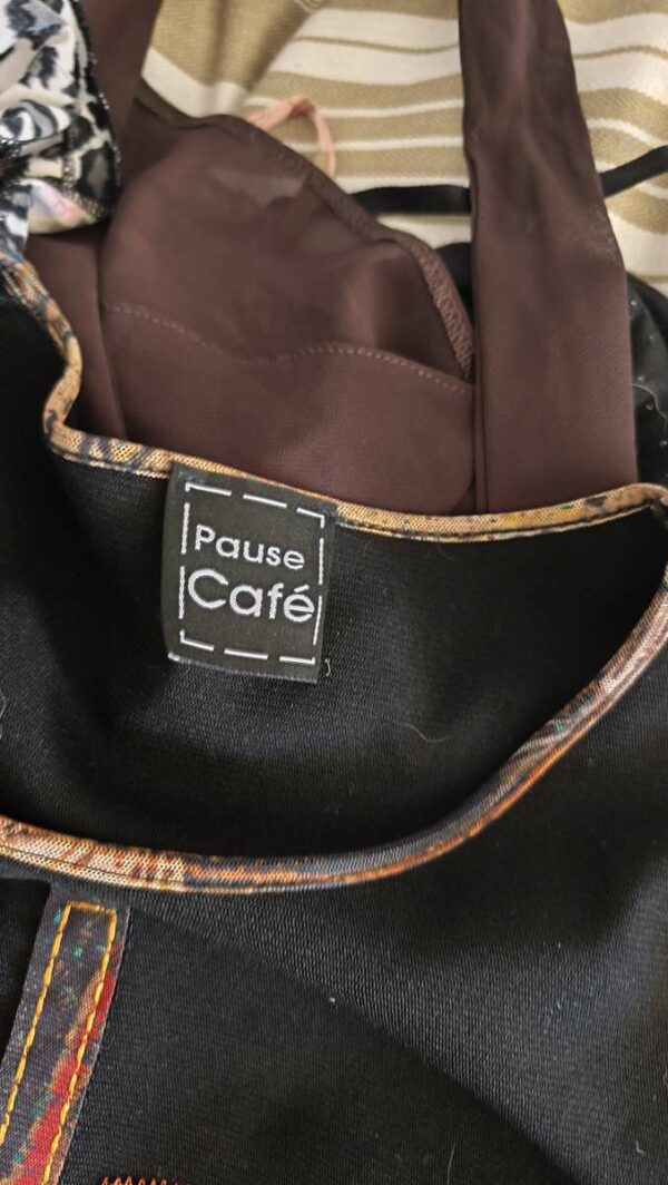 Top vintage Pause Café Y2K noir imprimé – Taille 38
