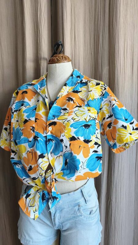 Chemisette vintage en coton années 80 – Taille 38