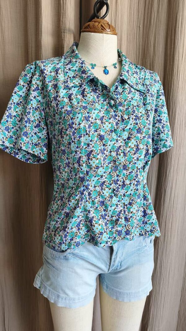 Blouse vintage fleurie années 80 – Taille 38
