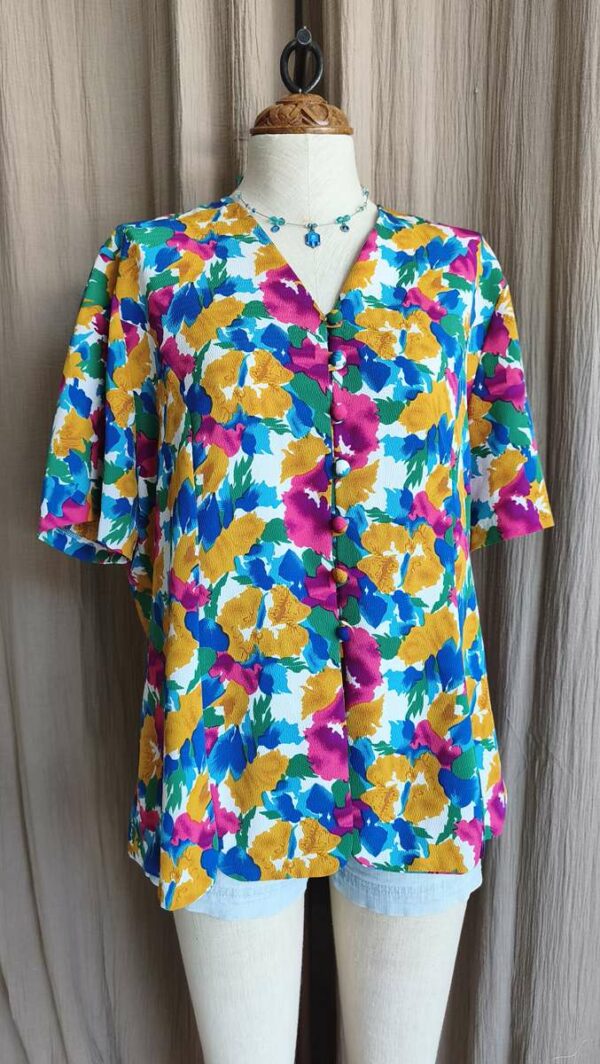 Blouse vintage fleurie années 80 – Taille 44