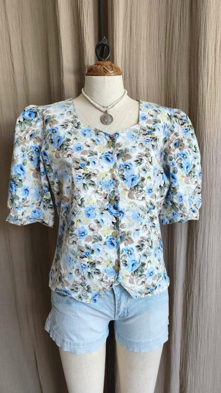 Blouse vintage en coton fleurie – Taille 38/40