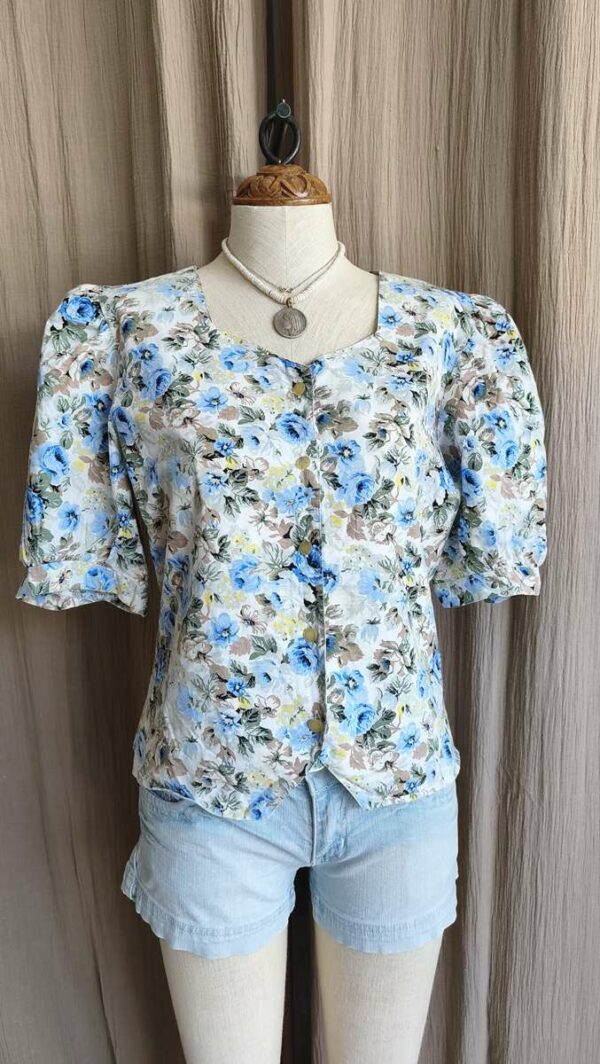 Blouse vintage en coton fleurie – Taille 38/40