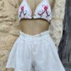 Haut triangle Rose & Marie en napperon ancien brodé – Taille S (36/38)