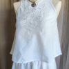 Top vintage brodé en coton blanc – Taille 34