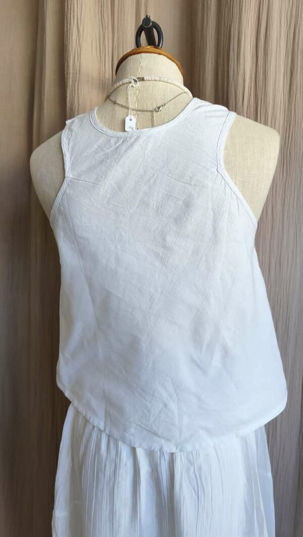 Top vintage brodé en coton blanc – Taille 34
