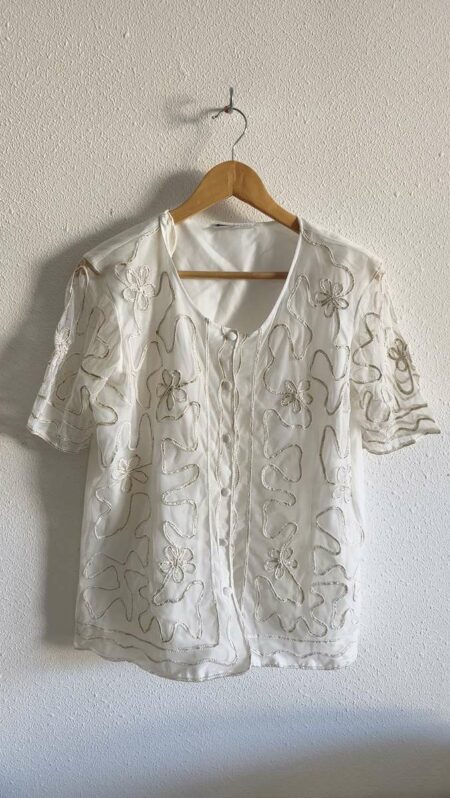 Blouse vintage brodée – Taille 42/44
