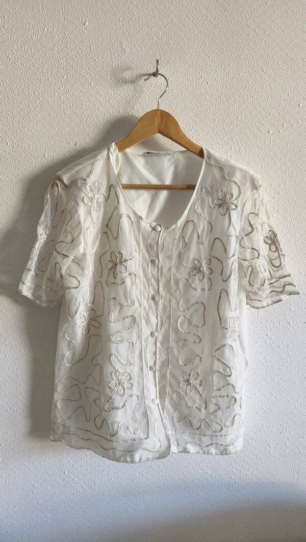 Blouse vintage brodée – Taille 42/44