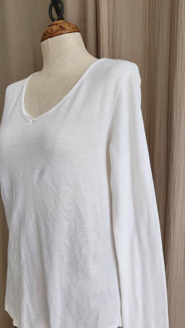 Pull maille fine blanc 100 % coton T2 (38/40)