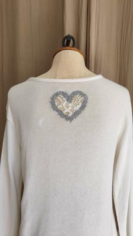 Pull maille fine blanc 100 % coton T2 (38/40)