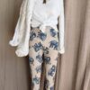 Pantalon vintage taille haute imprimé éléphants T34/36 – Fabriqué en France