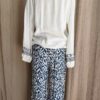 Pantalon palazzo imprimé bleu et blanc T36/38 – Taille élastiquée