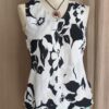 Débardeur blanc à fleurs noires T38 – Esprit chic