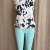 Débardeur blanc à fleurs noires T38 – Esprit chic