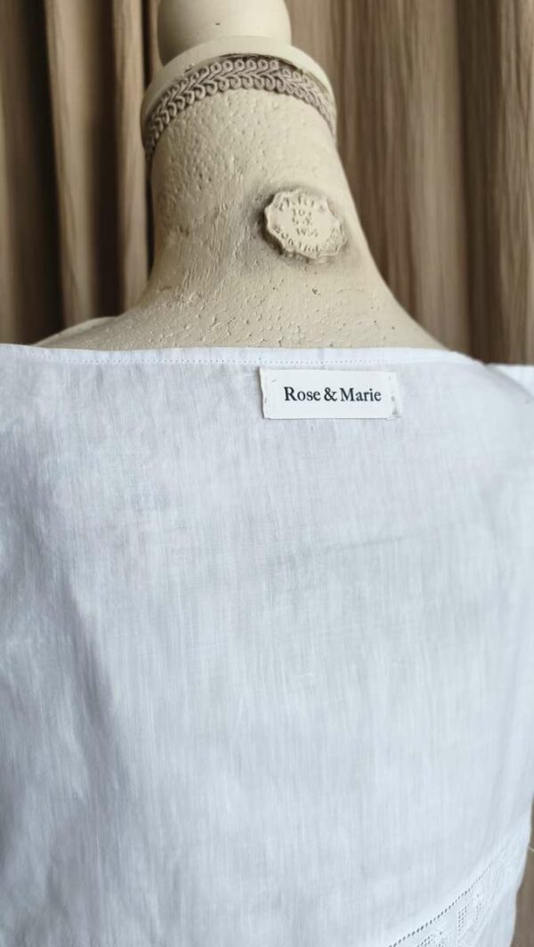 Top Rose & Marie en linge ancien brodé – Coton ancien – Taille 34/36