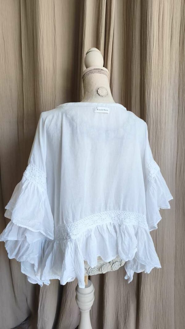 Top Rose & Marie en voile de coton ancien à volants – Taille unique