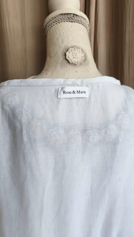 Top Rose & Marie en voile de coton ancien à volants – Taille unique