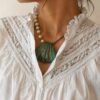 Blouse courte antique en coton blanc upcyclée Rose & Marie – Taille M/L