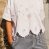 Top brodé en drap antique – Taille unique 38 à 44