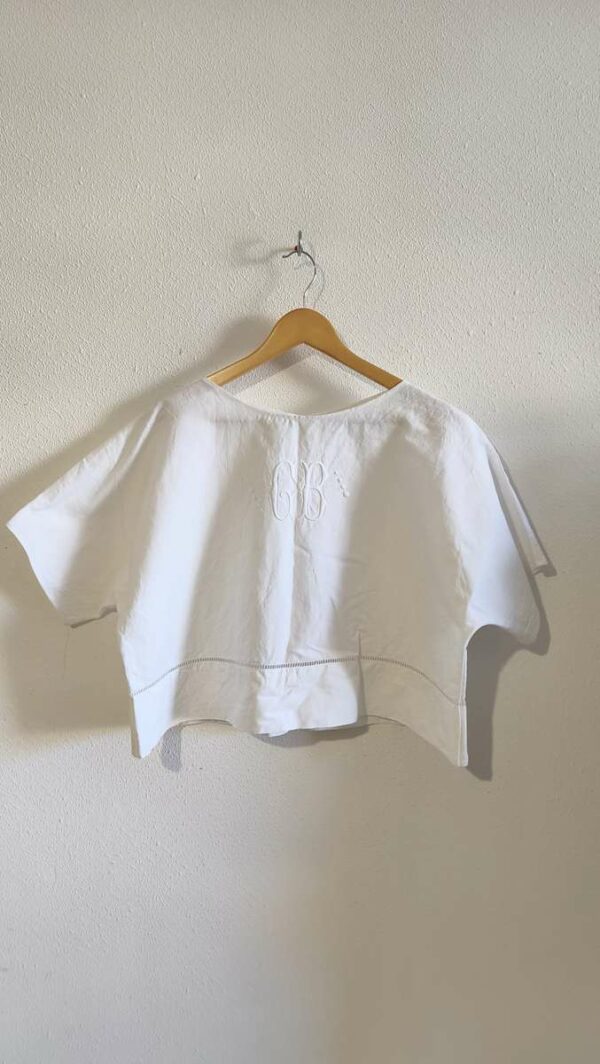 Top Rose & Marie en coton ancien brodé