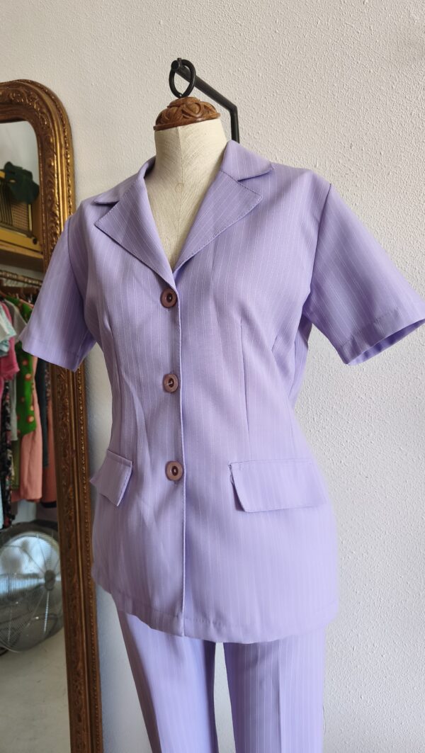Tailleur vintage parme années 80 – Made in France – Taille 38