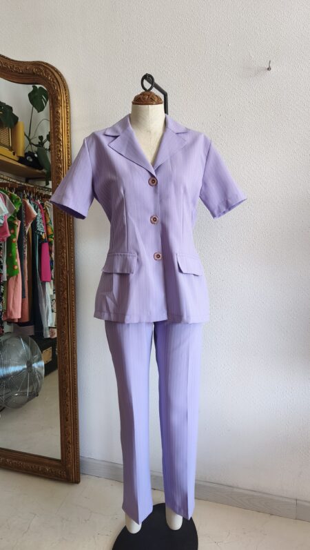Tailleur vintage parme années 80 – Made in France – Taille 38