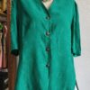 Blouse vintage verte motif coquillages – Taille 44