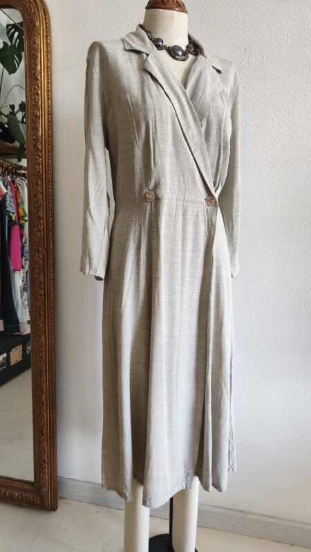 Robe longue vintage portefeuille – 100 % viscose – Made in France – Taille 38